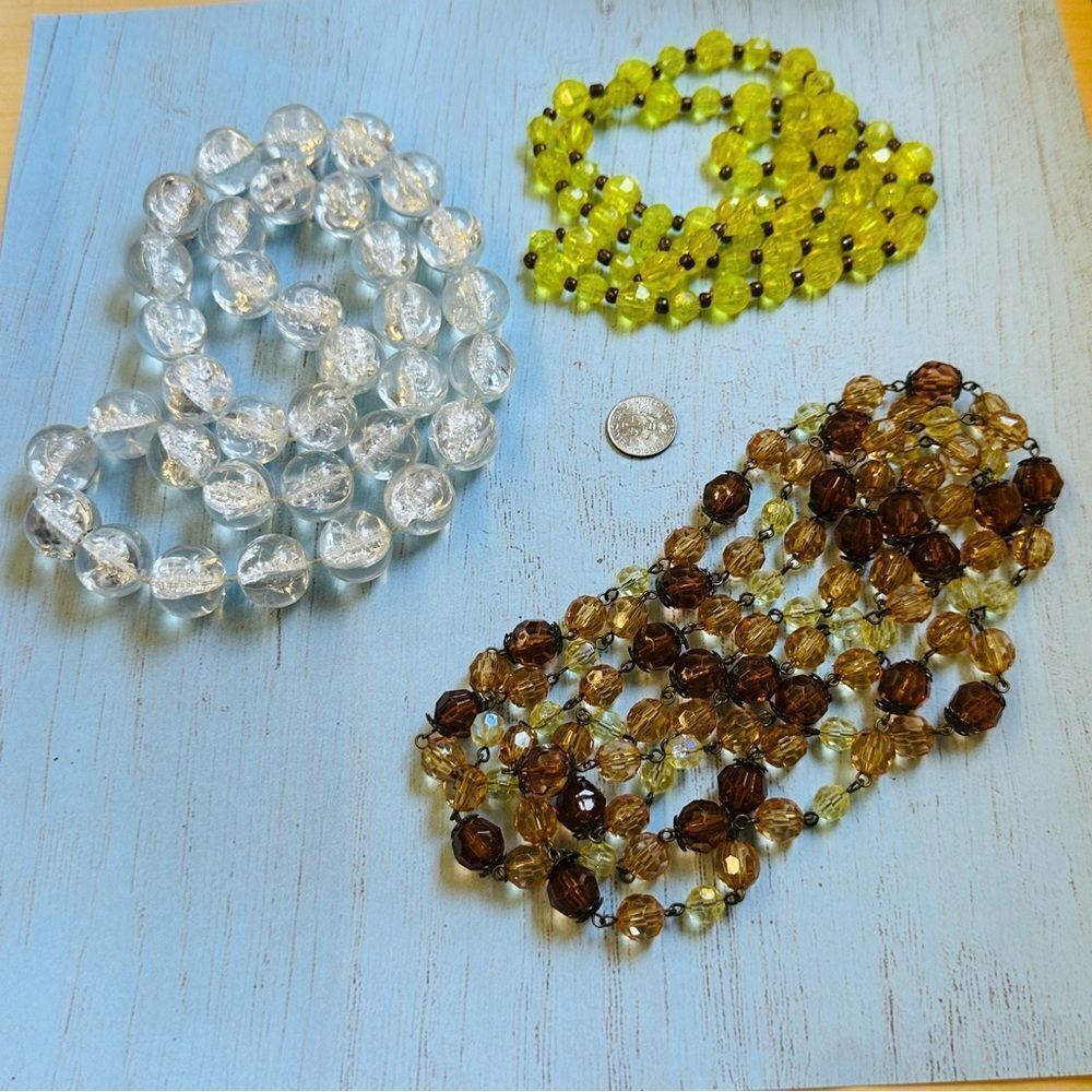 Acrylic Vintage‎ Beaded Necklace Lot 3 Necklaces